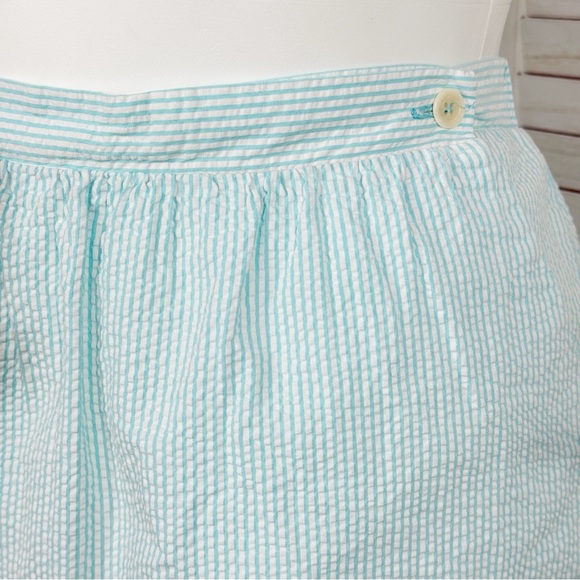 Lilly Pulitzer Mimosa Seersucker‎ Striped Mini Skirt Aqua Teal Blue White XL - Picture 6 of 13